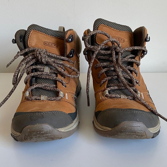 KEEN Womens Leather Hiking Boots Size 6.5US Waterproof Outdoor Boots Orange Gray - Picture 3 of 11